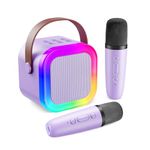 Fede Karaoke Machine for Kids Adults, Mini Karaoke Machine with 2 Wireless Microphones, Portable Bluetooth Speaker with Voice Changing Effects & LED Lights, Best Gifts Toys for Girls and Boys