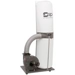 SIP Single Bag Dust Extractor Collector for Woodworking Workshop, 230V 1500W 2hp, 153L Capacity, 2500m³/hr Air Flow, 5 Micron Filtration with Twin Inlet Adapter for 2 Machines with 1 Collector