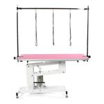 Pedigroom Large Professional Heavy Duty Hydraulic Dog Grooming Table with H Bar Pink