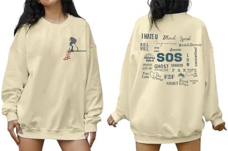 FLOYU Women SOS Album Sweatshirt Album Tracklist Tops R&B Hip Hop Long Sleeve Shirt, Beige, Large