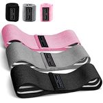 Resistance Bands Sets Portable Exercise Loops for Legs and Hip 3 Resistance Level Workout Weight Bands with Non-Slip Design Workout Flexbands for Home Gym Office Yoga Pilates(3 Pink Gray Black)