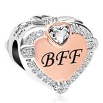 LSxAB BFF Best Firend Forever Charm Rose Gold Heart Friendship Bead Compatible with Pandora Charms Bracelets