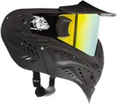 Maddog HK Army HSTL Paintball Airsoft Mask Goggle System | Replaceable Thermal Dual-Pane Anti Fog Lens | Adjustable Full-Face Safety Certified Protection - Black with Gold Lens