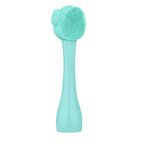 SYGA Face Cleasing Brush Silicone Face Scrubber Exfoliating Wash Brush Dual Face With Flexible Spatula Nose Cleaning Cream Applicator Mask Collector Great for Face Clean Care and Make Up- Green