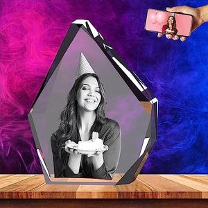 Personalized 3D Engraved Crystal Photo,Iceberg Shaped Engraved Crystal,Custom with Your Own Photo for Husband,Wife,Mom,Dad, 3D Laser Etched Picture,Custom Anniversary Couples Gifts