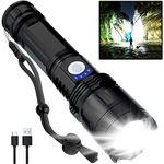 BERCOL Rechargeable LED Flashlights High Lumens, 250000 Lumens Super Bright Powerful Flashlights, 5 Modes, Waterproof Flashlight for Emergencies, Hiking