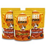 First Bark Jerky Dog Treats Combo - Soft Chicken Ring X 1 & Training Cubes X 2 Sold By Dogsncats, All Life Stages