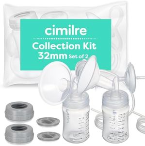 Cimilre 32MM Breast Milk Collection Kit, Double Pumping Breast Milk Collector Kit to Store Breast Milk, Includes Breast Shields, Valves, Backflow Protectors & Bottles