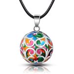 EUDORA Harmony Ball Necklace Iris Colorful Chime Pendant Pregnancy Gift 30" & 45" Chian