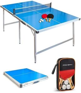 PRO SPIN Compact Ping Pong Table - 72" x 41" Mid-Size, Foldable, Portable Ping Pong Set | 100% Pre-Assembled Weatherproof Indoor/Outdoor | Includes Net, Cover, Table Tennis Paddles & Balls