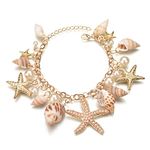 ZIBUYU® Bracelet for Women and Girls Seashell Exotic Boho Adjustable Chain Seashell Bracelet Accessories Starfish Conch Pearl Bracelet for Women Shell Jewellery Birthday Gift for Women - 1 Pcs