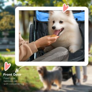 PawHut Dog Stroller – Blue Pet Carrier with Foldable Design