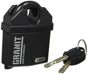 ABUS Granit padlock 37/60 for outdoor use - made of hardened special steel - key with LED light - with ABUS-Plus disc cylinder - ABUS security level 10 - black