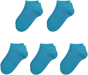 SERISIMPLE Viscose Bamboo School Socks Ankle Super Soft Kids Socks Stretch Cuffs Athletic Socks Odor Anti-odor 5 Pairs (Large, Ocean blue)