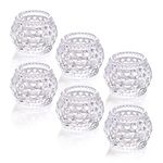 Tealight Candle Holders (6 pcs) Round Crystal Tea Light Holders Set of 6,Home Party Weddings Ideal Decors for Table