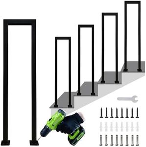 Hand Rails for Outdoor Steps, Matte Black U Shaped Handrails for Indoor Stairs, Non-Slip Stair Railing Industrial Wrought Iron Railing for Stairs Garden Loft Corridor, 1Pcs(Tall:90cm/3ft)