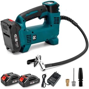 Cordless Car Tyre Inflator Pump Air Compressor Compatible with Makita 18V with Two Batteries and Charger