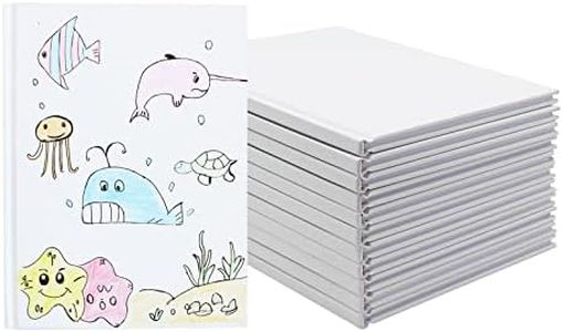 zmybcpack 12 Pack White Hardcover Blank Book 6x8 inch, Hardcover Blank book for Students to Write Stories, Hardcover Sketchbooks Journal（White，22 Sheets/ 44 Pages Each）