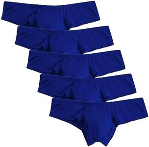 Mens Sexy Micro Mesh Briefs Lingerie Soft Breathable Bulge Pouch Underwear Low Rise Briefs Bikini Underpants 5 Pack, Blue10-5pc, XX-Large