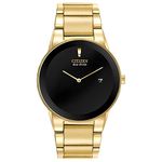 Citizen Eco-Drive Analog Black Dial Men's Watch-AU1062-56E Stainless Steel, Gold Strap