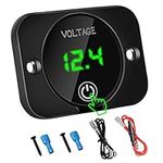 12V LED Digital Voltmeter, Waterproof Voltage Gauge Meter Battery Tester with Green Light Digital Screen Touch Display Panel for Car Boat Marine Vehicle Motorcycle Truck Camper ATV UTV