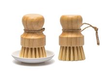 Wooden Palm Brush with Holder, Washing Up Brushes for Dish, Pot, Pan, Vegetable, Kitchen Sink