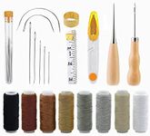 29 Pcs Leather Sewing Kit,Leather Craft Tool Kit Include Leather Hand Sewing Needles, Canvas Thread and Needles, Sewing Awl, Tape Measure, Scissors Leather Craft Tool Set for DIY Leather Repair