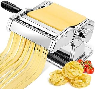 YASHE Manual Pasta Maker Machine, Stainless Steel Pasta Roller and Cutter with 7 Adjustable Thickness Settings, Dual Width Noodle Maker for Pasta, Spaghetti, Fettuccine, Lasagna