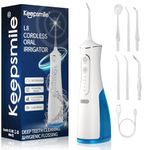 Keepsmile Water Flossers for Teeth Cordless,Portable Oral Irrigator 4 Modes,IPX7 Waterproof,300ML 6 Jet Tips USB Rechargeable Teeth Water Jet Cleaner,Water Dental Flosser at Home/Travel Size:239mm