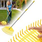Garden Leaf Rake for Leaves - 42cm Wide Nylon Plastic Head,165cm Adjustable Lightweight Handle for Women Seniors Kids,23 Flexible Lawn-Friendly Tines for Grass,Pine Needle,Mulch,Small Debris