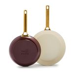 GreenPan Reserve Hard Anodized Healthy Ceramic Nonstick 10" and 12" Frying Pan Skillet Set, Gold Handle, PFAS-Free, Dishwasher Safe, Oven Safe, Merlot Purple