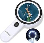 Magnifying Glass with Light: 30X Handheld Illuminated Lighted Magnifier with 12 LED for Macular Degeneration : Seniors Reading, Welding, Inspection, Coins, Stamp,Jewelry, Exploration (WHITE01)