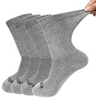 ZFSOCK Diabetic Socks for Men Soft Top Non Elastic Loose Fitting Seamless Socks Ladies Extra Wide Non-Binding Gentle Grip Mid-Calf Cushioned Socks for Swollen Feet Legs 9-12 Grey 4 Pairs