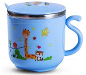 FunBlast Milk Mug for Kids – Cartoon Design BPA Free Mug with Lid for Kids, Stainless Steel 304 Cup/Mug for Kids & Toddlers, Double Wall Vacuum Insulated Cup – 270 ML (Blue)