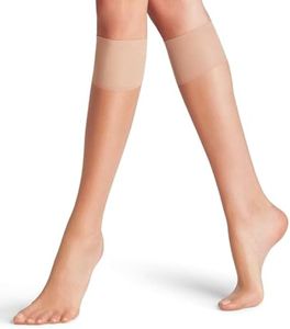 FALKE Women's Shelina 12 Denier Knee-High Socks, Light Shimmer, Casual or Dress, Ultra-Sheer Fine Transparent, Nylon, Beige (Golden 4699), 8-10.5, 1 Pair