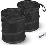 Kincown Car Trash Can, 2 Packs Mini Collapsible Pop-up Car Garbage Can, Waterproof Hanging Car Trash Bag with Velcro, Car Trash Bin, Black