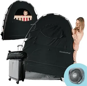 SlumberPod with Fan The Original Blackout Sleep Tent Travel Essential for Baby and Toddlers, Mini Crib and Pack n Play Cover, Sleep Pod with Monitor Pouch and Fan Pouch, Blocks 95%+ Light, Black