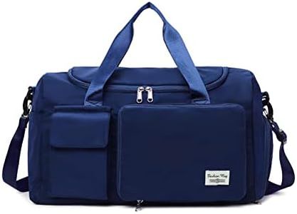 Womens Travel Bag Duffel Bag, Lightweight Double Shoulder Strap&Capacity Sports Tote Gym Bag,Weekender Overnight Bag with Wet Pocket for Women (Navy Blue)