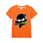 Ninja Kidz Kids Casual Short Sleeve Boy's 100% Cotton Tee Girls T-Shirt (Orange,5-6 Years,5 Years,6 Years)