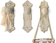 Shabby Chic Cast Iron Decorative Wall Mounted Hooks - Rustic White - Door Knob Coat Hooks for Wall - Set of 3 - Screws and Anchors Included - Antique Wall Hooks for Hanging Clothes