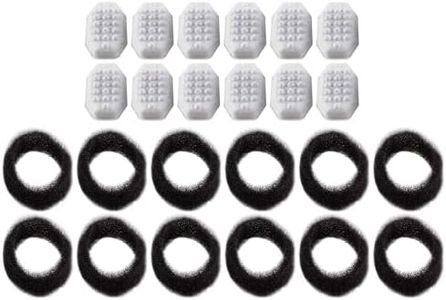 PET STANDARD Replacement Water Filter & 12 Pack Replacement Pre-Filter Sponges Compatible with Rellaty and Neareal 108oz/3.2L Automatic Pet Fountain, Pack of 12
