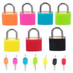 7Pcs Suitcase Lock with Keys, Mini Metal Security Padlock Multi-Color Small Padlock, Gym Lock, Colorful Copper Suitcase Locks for Luggage, Backpacks, Laptop Bags, Boxes, Storage Cabinets