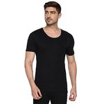 Van Heusen Men Warmtech Thermal Top - Anti Bacterial, Low Neck, Short Sleeve_71032_Black_L