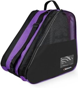 Nattork Roller Skate Bag - Oxford Cloth Ice Skate Bag with Large Capacity, Breathable Mesh, Side Pockets & Name Card Holder for Adults & Kids - Purple & Black