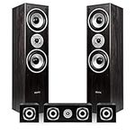 Fenton 5.0 Surround Sound Speakers System Hi Fi Home Cinema Theatre Black Wooden Tower Satellites