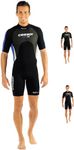 CRESSI Med X Man Shorty Wetsuit 2.5mm 2XL/6 - Men's Shorty Wetsuit 2,5mm for Snorkelling and Diving in Temperate Waters, Black/Blue/Silver, 2XL/6