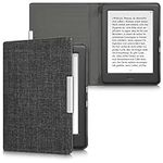 kwmobile Case Compatible with Kobo Glo HD/Touch 2.0 - Book Style Fabric e-Reader Cover Flip Folio Case - Dark Grey