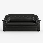 Sekar Lifestyle Polyurethane Series Leatherette Sofa Set For Living Room (Black, 3-Person Sofa)