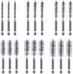 Bore Brush Set - 18pcs Small Wire Bore Brushes for Power Drill with 1/4" Hex Shank, Stainless Steel Tubes Ports Bearings Cleaning Parts Attachments (8/10/12/15/17/19mm)