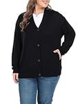 Shiaili Classic Plus Size Sweater for Women Non-Bulky Soft Stretch Cardigans, Black, 1X